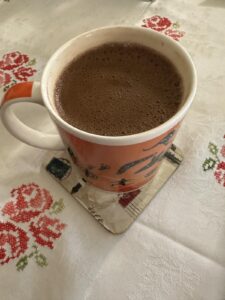 greek coffee on tablecloth